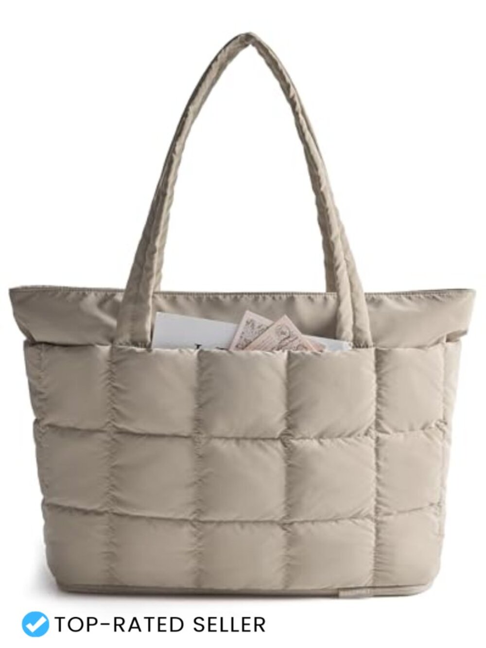 Expandable Puffer Tote Bag, Quilted Carry On for Travel Gym Work